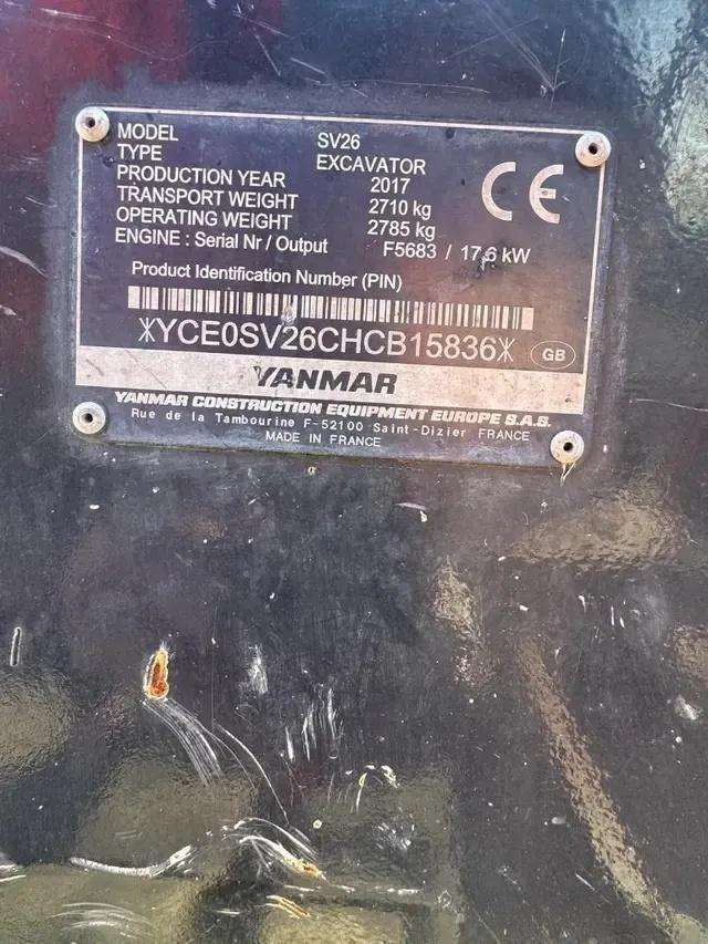 2017 Yanmar SV 26 Excavator - Image 3